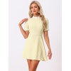 image:imageAllegra K Women Gingham Dress Summer Short Sleeve Crew Neck Lace Panel Plaid Mini Dresses Halloween Dorothy CostumeYellow White