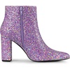 image:imageAllegra K Womens Chunky Heel Glitter Ankle Boots  Pointy Toe Wide Calf Side Zipper Heel 3 59 Inches Party Halloween days Christmas Days Dating EveningPurple