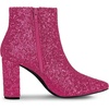 image:imageAllegra K Womens Chunky Heel Glitter Ankle Boots  Pointy Toe Wide Calf Side Zipper Heel 3 59 Inches Party Halloween days Christmas Days Dating EveningHot Pink