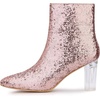image:imageAllegra K Womens Chunky Heel Glitter Ankle Boots  Pointy Toe Wide Calf Side Zipper Heel 3 59 Inches Party Halloween days Christmas Days Dating EveningRose Gold