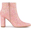 image:imageAllegra K Womens Chunky Heel Glitter Ankle Boots  Pointy Toe Wide Calf Side Zipper Heel 3 59 Inches Party Halloween days Christmas Days Dating EveningLightpink