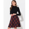 image:imageAllegra K Womens Plaids Vintage Tartan Elastic Waist Knee Length ALine SkirtRed
