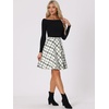 image:imageAllegra K Womens Plaids Vintage Tartan Elastic Waist Knee Length ALine SkirtWhite