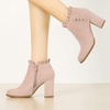 image:imageAllegra K Womens Ruffle Ankle Boots Block Heel  Chunky Heel Round Toe Side Zipper Heel 3 59 Inches Party Halloween days Christmas Days Dating EveningDust Pink