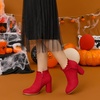 image:imageAllegra K Womens Ruffle Ankle Boots Block Heel  Chunky Heel Round Toe Side Zipper Heel 3 59 Inches Party Halloween days Christmas Days Dating EveningRed