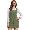 image:imageAllegra K Corduroy Overall Dress for Womens Fall Scoop Neck Sleeveless Button Down Casual Pinafore DressesArmy Green