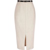 image:imageAllegra K Midi Pencil Skirt for Women Vintage Fall High Waisted Slit Office Work Skirts with BeltApricot White