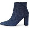 image:imageAllegra K Womens Chunky Heel Glitter Ankle Boots  Pointy Toe Wide Calf Side Zipper Heel 3 59 Inches Party Halloween days Christmas Days Dating EveningNavy Blue