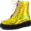image:imageAllegra K Womens Platform Combat Boots Flat Heels  Colorful Round Toe Side Zipper Heel 1 79 Inches Party Halloween days Christmas Days Dating EveningGold Yellow