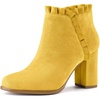image:imageAllegra K Womens Ruffle Ankle Boots Block Heel  Chunky Heel Round Toe Side Zipper Heel 3 59 Inches Party Halloween days Christmas Days Dating EveningYellow