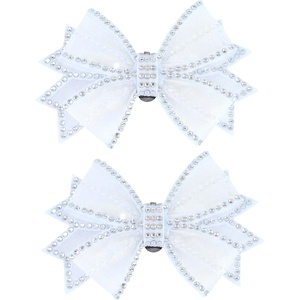 image:imageAllegra K 2 PCS Womens Bow Shoe Clips Rhinestone Satin Shoe Buckle Removable Decorative Clips for Heels FlatsWhiteTulle
