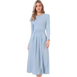image:imageAllegra K Long Sleeve Maxi Dress for Womens Casual Formal Spring ALine DressesBlue