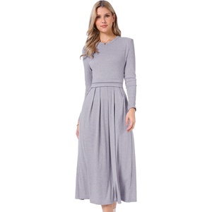 image:imageAllegra K Long Sleeve Maxi Dress for Womens Casual Formal Spring ALine DressesLight Purple