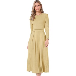 image:imageAllegra K Long Sleeve Maxi Dress for Womens Casual Formal Spring ALine DressesYellow