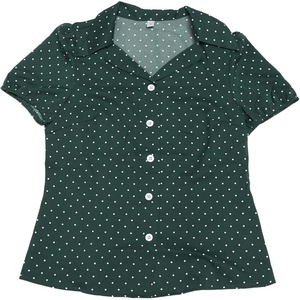 image:imageAllegra K Womens Polka Dots Short Sleeve Button Up Vintage 1950s BlouseDark Green