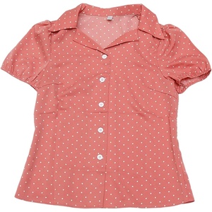 image:imageAllegra K Womens Polka Dots Short Sleeve Button Up Vintage 1950s BlouseDusty Pink