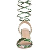 image:imageAllegra K Womens Block Heel Lace Up Sandals  2 38 inches Heel Flower PrintedComfortable Faux Suede perfect for Evening Party Wedding Date NightGreen