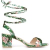 image:imageAllegra K Womens Block Heel Lace Up Sandals  2 38 inches Heel Flower PrintedComfortable Faux Suede perfect for Evening Party Wedding Date NightGreen