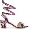 image:imageAllegra K Womens Block Heel Lace Up Sandals  2 38 inches Heel Flower PrintedComfortable Faux Suede perfect for Evening Party Wedding Date NightNavy Blue