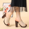 image:imageAllegra K Womens Block Heel Platform Sandals  4 57 inches Heel Slides Slingback Comfortable Faux Suede perfect for Evening Party Wedding Date NightBeige