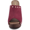 image:imageAllegra K Womens Block Heel Platform Sandals  4 57 inches Heel Slides Slingback Comfortable Faux Suede perfect for Evening Party Wedding Date NightBurgundy