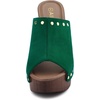 image:imageAllegra K Womens Block Heel Platform Sandals  4 57 inches Heel Slides Slingback Comfortable Faux Suede perfect for Evening Party Wedding Date NightGreen