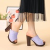 image:imageAllegra K Womens Block Heel Platform Sandals  4 57 inches Heel Slides Slingback Comfortable Faux Suede perfect for Evening Party Wedding Date NightPurple