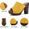 image:imageAllegra K Womens Block Heel Platform Sandals  4 57 inches Heel Slides Slingback Comfortable Faux Suede perfect for Evening Party Wedding Date NightYellow