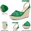 image:imageAllegra K Womens Lace Wedges Ankle Strap Platform Heel Espadrille Wedge Heels SandalsGreen