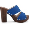 image:imageAllegra K Womens Platform Sandal Block Heel  4 34 inches Heel Slides Slingback Comfortable Faux Suede perfect for Evening Party Wedding Date NightDeep Blue