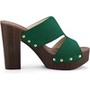image:imageAllegra K Womens Platform Sandal Block Heel  4 34 inches Heel Slides Slingback Comfortable Faux Suede perfect for Evening Party Wedding Date NightGreen