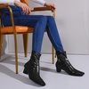 image:imageAllegra K Womens Square Toe Block Heels Ankle Boots  Low Heeled Back Zip ChunkyHeel 18 Inches Party Halloween days Christmas Days Dating EveningBlack