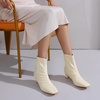 image:imageAllegra K Womens Square Toe Block Heels Ankle Boots  Low Heeled Back Zip ChunkyHeel 18 Inches Party Halloween days Christmas Days Dating EveningCream
