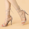 image:imageAllegra K Womens Stiletto Heel Laceup Sandals  3 34 inches Heel Open Toe Comfortable Faux Suede perfect for Evening Party Wedding Date NightBeige