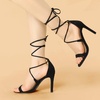 image:imageAllegra K Womens Stiletto Heel Laceup Sandals  3 34 inches Heel Open Toe Comfortable Faux Suede perfect for Evening Party Wedding Date NightBlack