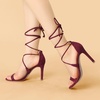image:imageAllegra K Womens Stiletto Heel Laceup Sandals  3 34 inches Heel Open Toe Comfortable Faux Suede perfect for Evening Party Wedding Date NightBurgundy