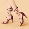 image:imageAllegra K Womens Stiletto Heel Laceup Sandals  3 34 inches Heel Open Toe Comfortable Faux Suede perfect for Evening Party Wedding Date NightBurgundy