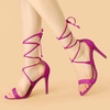 image:imageAllegra K Womens Stiletto Heel Laceup Sandals  3 34 inches Heel Open Toe Comfortable Faux Suede perfect for Evening Party Wedding Date NightHot Pink