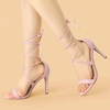 image:imageAllegra K Womens Stiletto Heel Laceup Sandals  3 34 inches Heel Open Toe Comfortable Faux Suede perfect for Evening Party Wedding Date NightLight Pink