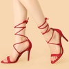 image:imageAllegra K Womens Stiletto Heel Laceup Sandals  3 34 inches Heel Open Toe Comfortable Faux Suede perfect for Evening Party Wedding Date NightRed