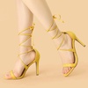 image:imageAllegra K Womens Stiletto Heel Laceup Sandals  3 34 inches Heel Open Toe Comfortable Faux Suede perfect for Evening Party Wedding Date NightYellow