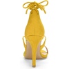 image:imageAllegra K Womens Stiletto Heel Laceup Sandals  3 34 inches Heel Open Toe Comfortable Faux Suede perfect for Evening Party Wedding Date NightYellow