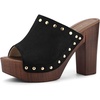 image:imageAllegra K Womens Block Heel Platform Sandals  4 57 inches Heel Slides Slingback Comfortable Faux Suede perfect for Evening Party Wedding Date NightBlack