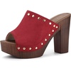 image:imageAllegra K Womens Block Heel Platform Sandals  4 57 inches Heel Slides Slingback Comfortable Faux Suede perfect for Evening Party Wedding Date NightRed