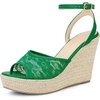 image:imageAllegra K Womens Lace Wedges Ankle Strap Platform Heel Espadrille Wedge Heels SandalsGreen