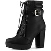 image:imageAllegra K Womens Platform Ankle Boots Lace Up Block Heels Combat Boots  Lace Up Buckle Zipper Heel 3 78 Inches Party Halloween days Christmas Days Dating EveningBlack