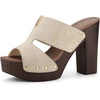 image:imageAllegra K Womens Platform Sandal Block Heel  4 34 inches Heel Slides Slingback Comfortable Faux Suede perfect for Evening Party Wedding Date NightBeige