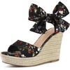 image:imageAllegra K Womens Platform Sandal Wedge Heels  4 12 inches Heel Espadrille Bow Comfortable Fabric perfect for Evening Party Wedding Date NightBlack