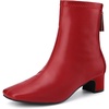 image:imageAllegra K Womens Square Toe Block Heels Ankle Boots  Low Heeled Back Zip ChunkyHeel 18 Inches Party Halloween days Christmas Days Dating EveningRed