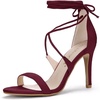 image:imageAllegra K Womens Stiletto Heel Laceup Sandals  3 34 inches Heel Open Toe Comfortable Faux Suede perfect for Evening Party Wedding Date NightBurgundy